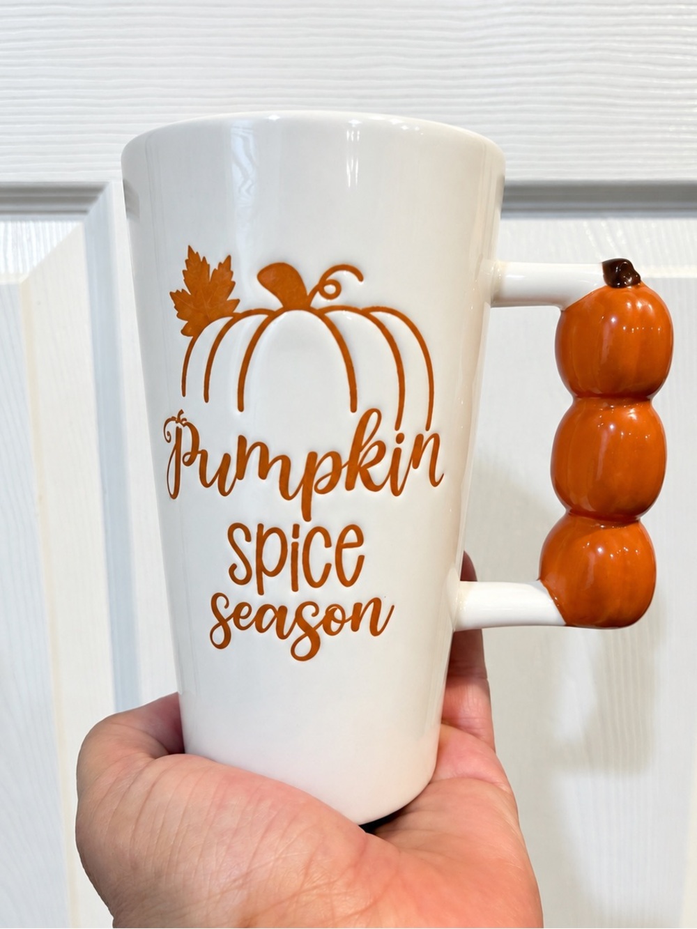 Pumpkin Spice Season Ceramic Mug with Decorative Pumpkin Handle